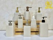Bình Đựng Dầu Gội Sữa Tắm Gốm Sứ Trắng Hạt – Mẫu Đẹp Cho Khách Sạn, Homestay, Spa