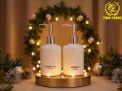 Bình Đựng Dầu Gội Sữa Tắm Gốm Sứ Trắng Hạt – Tinh Tế Cho Phòng Tắm Khách Sạn