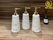 Bình Đựng Dầu Gội Sữa Tắm Gốm Sứ Vân Đá – Nâng Tầm Không Gian Phòng Tắm Khách Sạn
