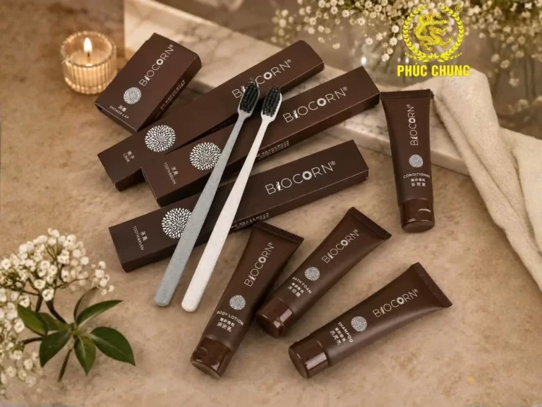 Bộ amenities khách sạn tông nâu sang trọng